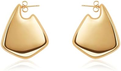 Stylish Gold Geometric Hoop Drop Earrings - Premium Brass Designer Earrings for Women, Charming Fin Design Fashion Jewelry Gift