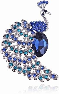 1Pcs Vintage Blue Crystal Peacock Brooch Pin for Women,Elegant Peacock Bird Animal Brooch Lapel Pins Accessory Jewelry Gifts