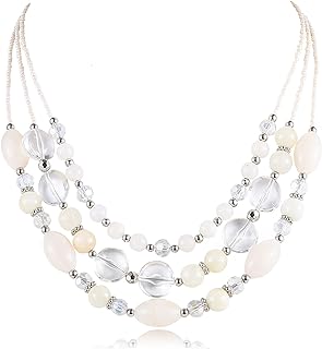 FULU AUTUMN Chunky Layered Beaded Necklaces for Women Multi Strand Statement Necklace Fashion Jewelry Birthday Gifts for Mom