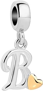 MiiFort Women Alphabet Initial Charm Compatible with Pandora Bracelets Letter A to Z Beads Dangle Pendant
