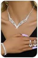 Prom Earrings Necklace Bracelet Set Elegant Crystal Necklace Earrings Bracelet Bridal Wedding Prom Costume Jewelry Sets for Women