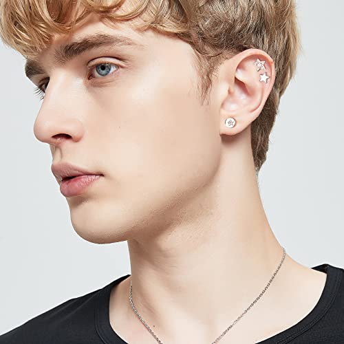 3 Pairs Star Stud Earrings for Women and Men，14K Gold Plated Dainty Tiny Hypoallergenic Cartilage Cubic Zirconia Earrings Set
