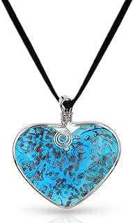 Handmade Murano Inspired Blown Glass Lampwork Art Aqua Blue Heart Necklace Pendant Handcrafted Artisan Hypoallergenic Italian Style Glass Jewelry