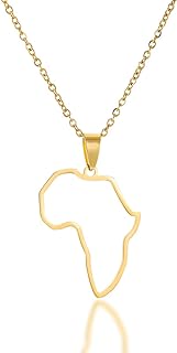 Stainless Steel Hollow Out Africa Map Motherland Pendant Necklace one Heart in Map State Jewelry