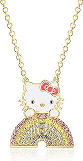 Hello Kitty Sanrio Womens Crystal Rainbow Necklace 18" Official License, Flash Plated Necklace
