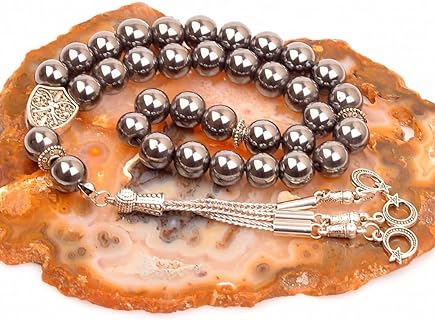 Tasbih Islamic Rosary with Box-type Chain | Lava Stone Muslim Beads Necklace | Prayer Beads for Men and Women | Healing Natural Gemstone Design