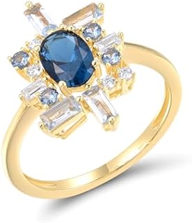 Santuzza 925 Sterling Silver Cluster Gemstone Statement Ring for Women