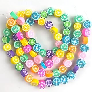 80-Piece Fruit-Inspired Orange Clay Bead Set in Bright OrangeFruit Design by Mayared - Ideal for DIY Jewelry Creations Like Bracelets, Necklaces and Earrings - Round Shape, Small Size