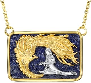 Phoenix Necklace 925 Sterling Silver Phoenix Pendant Necklace Lapis Lazuli Jewelry Gift for Women