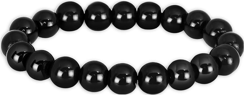 Unisex Elastic Cord Black Obsidian 10mm Bead Bracelet - Healing and Positive Energy Accessory