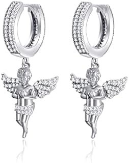 HELLOICE Dangle Earrings Drop Hook Earrings Hoop Dangling Earrings Stud Hanging Earrings 18K Gold Plated Hypoallergenic Urban Street-wear Hoop Hinged Hanging Earrings for Men and Women