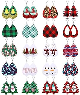 French Wire Back Christmas-Themed Dangle Earrings in Alloy, Faux Leather Teardrop Design for Women