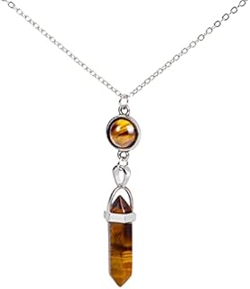 NUOTE Black Obsidian Hexagonal Pendant Necklace Reiki Energy Healing Crystals Stone Adjustable Chain Gemstone Point Natural Spiritual Reiki Quartz Jewelry for Women Men