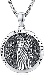925 Sterling Silver Saint Medals Necklace with Cobra Chain - No Gemstone Amulet Pendant of Saint Michael, St Joseph, Virgin Mary - Unisex Religious Protection Jewelry - Ideal Gift