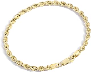 Women's and Men's 14K Yellow Gold Filled Curb and Figaro Chain Charm Bracelet by Jewelry Atelier with Lobster Claw Clasp