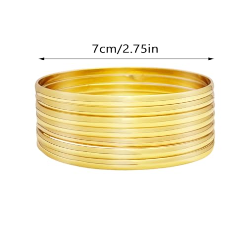 7PCS Gold Bangle Bracelet for Women Girls Minimalist Stackable Bracelet Fashion Stainless Steel Bangle Bracelet
