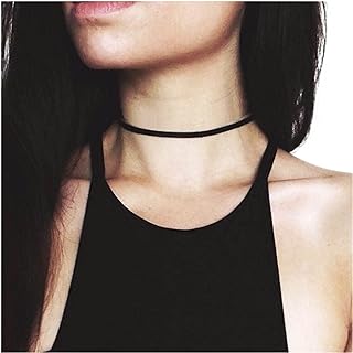Vintage Suede Choker Necklace Black Velvet Choker Necklace Short Thin Black Necklace Boho Necklace Jewelry for Women and Girls