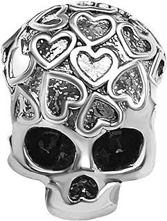 JMQJewelry Skull Halloween Bead Charm Heart Womens Bead Charms Fits Pandora Bracelets Men Girls Jewelry Graduation