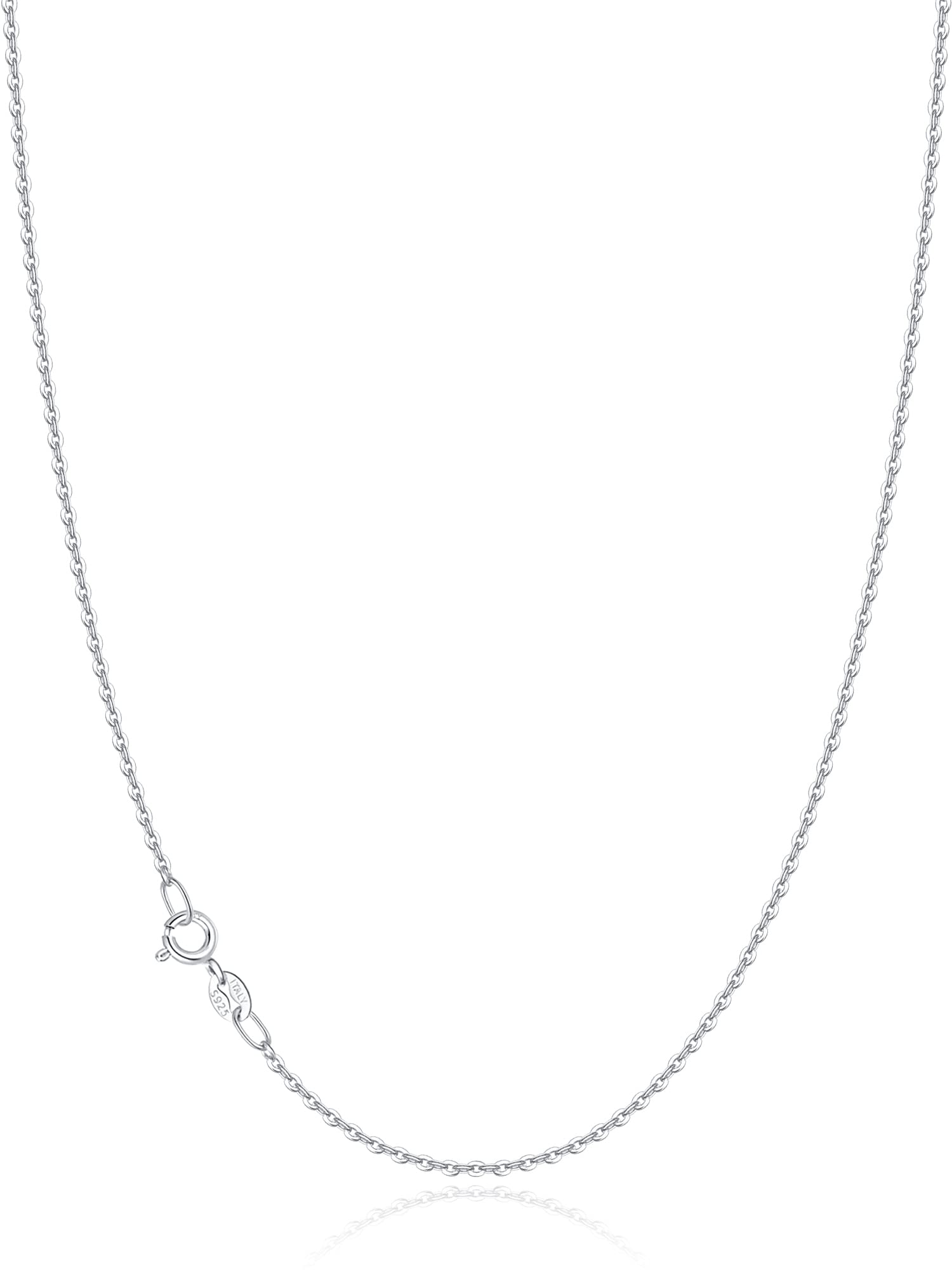 Jewlpire Solid 18k Gold Over 925 Sterling Silver Chain Necklace for Women Girls, 1.2mm Round Cable Chain Necklace Shiny & Sturdy Women's Chain Necklaces, 14/16/17/18/20/22/24 Inches