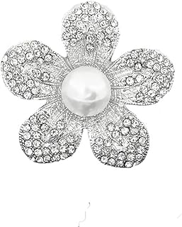 Elegant Crystal Daisy Brooch with Ball Clasp for Women, Pearl Bridal Corsage Design for Clothing & Accessories, Sunflower Daisy Brooch, Perfect Wedding Jewelry Gift