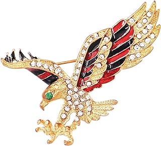 Stunning Crystal USA Flag Eagle Brooch with Pin-stem Safety Clasp for Patriotic Holidays and Events, Durable Alloy and Glass Material, Red, White, Blue Enamel Design