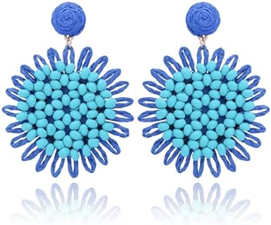 Handmade Zinc Daisy Dangle Earrings with Push-Back Finding for Women, Bohemian Sunflower Design Perfect for Beach Vacations & Special Events