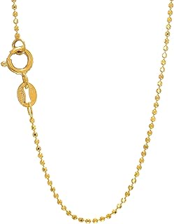 14k Solid Yellow Or White Gold 1mm Diamond-Cut Bead Ball Chain 16" 18" 20"