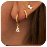 Gold Earrings for Women Trendy Dainty Gold Earring Set Small Gold Hoop Earrings Set Huggie Earrings Women 14k Gold Plated Cartilage Earring Women Gold Drop Dangle Earrings Stud Earrings Gold Jewelry Women Gifts