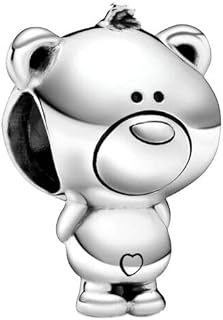 Bellestory Teddy Bear Charm 925 Sterling Sliver Heart Bead fit European Bracelets Necklace