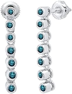 Dazzlingrock Collection 0.26 Carat (ctw) Round Diamond Ladies Screw Back Long Bezel Set Dangling Earrings | Available in 10K/14K/18K Gold & 925 Sterling Silver