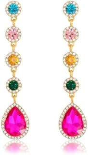 Vintage Bridal Rhinestone and Crystal Drop Earrings, Stainless Steel Push Back for Women, Chandelier Teardrop Design