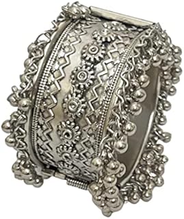 Oxidised Cuff Bracelet Bangle for Women and Girls, One Size, Brass, No Gemstone