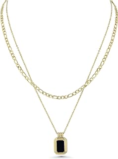 Gold Necklace, Layered Gold Necklaces For Women, Gold Chain Necklace Women, Necklaces For Teen Girls, Gold Necklace Men, Chain Necklace, Necklaces for Women Trendy, Gold Necklaces, Layered Gold Necklaces for Women, 18k Gold Plated Black Onyx Necklace by SNGIA, Womens Necklaces, Paperclip Chain Necklace for Women, Gold Layered Necklaces for Women, Gold Necklace Set, Gold Pendant Necklace, Layering Necklaces for Women, Stacked Necklaces for Women