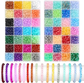Shynek Collection of 2800 6mm Round-Shaped Glass Beads in 56 Vibrant Colors, Perfect for DIY Bracelet and Jewelry Crafting