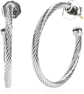 Designer Twisted Cable Wire Half Hoop Earrings 18K Gold Plated Two Toned Earrings Hoops for Women Gift