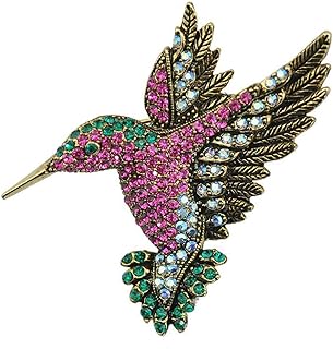 Vintage Crystal Hummingbird Brooch with Alloy Pin Clasp for Men and Women - Rhinestone-Studded Bird Design Collar/Dress Pin Jewelry
