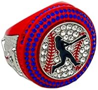 Discount Sports Rings Deluxe Batter Ring, RED FINALIST BLUE STONES, Premium Softball Baseball Tournament Rings 28-14