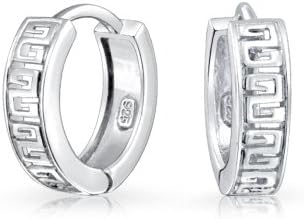 Hinge-Clasp Greek Key Two-Tone Braid Design Hoop Earrings in Yellow Rose Gold Plated & Rhodium-Plated Sterling Silver for Women - Huggie Wide Earring Shape