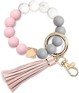 Elastic Silicone Beaded Keychain Bracelet with Card Wallet by UpUDo - Trendy & Convenient Accessory for Women