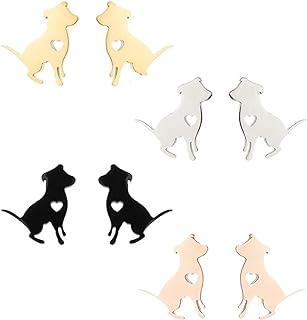 Stainless Steel France Wire Back Animal Stud Earrings - Cute Gold/Silver Plated Dog, Corgi, Cat Designs for Women & Girls - Hypoallergenic & Long-lasting Jewelry Gift