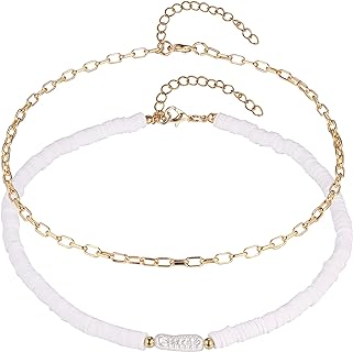 Outer beaded Banks Necklace obx merch Layered Sarah Beach Summer Suffer Heishi Pearl Beaded Choker Paper Clip Necklaces Outerbanks Merch Inspired Jewelry for Women men