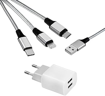 MUTTO Chargeur Universel Rapide 3 en 1 USB pour Portable avec Micro USB/USB-C/Lightning, Compact et Pratique pour Voyages et Utilisation Quotidienne