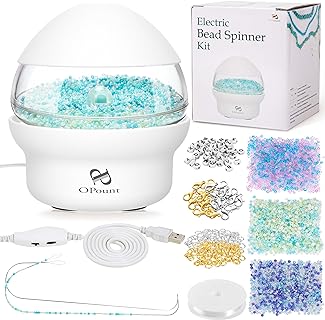 PP OPOUNT Electric Bead Spinner Machine - Stainless Steel, Acrylonitrile Butadiene Styrene and Stone Construction with 3171 PCS Jewelry Beads - Ideal for Jewelry Making with Clay or Seed Beads