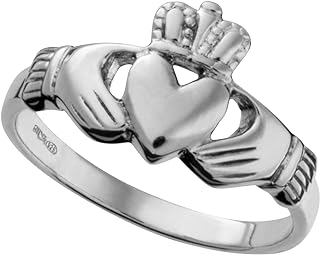 Authentic 925 Sterling Silver Irish Claddagh Ring for Ladies - Hypoallergenic Rhodium-Plated Design - Perfect Gift for Anniversaries, Valentine's Day or Birthdays - Radiates Elegance and Timeless Style