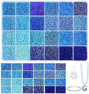 PH PandaHall Ocean-Themed Glass Seed Bracelet Beads - 24 Colors, Blue - Ideal for Jewellery Making, Crafts, DIY Projects - Round Shape, 2mm Size - Shell, Glass and Metal Mix Material