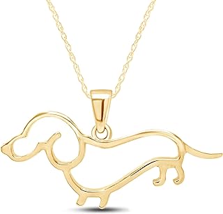 AFFY Dachshund Dog Charm Pendant Necklace In 14k Gold Over Sterling Silver, Elegant Silver Jewelry and Silver Chain 18 Inches Long, Ideal Gifts for Women and Pet Lovers