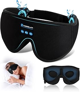 Morelax Masque de Sommeil Bluetooth Noir avec Écouteurs Sans Fil et Contour 3D Hypoallergénique, Idéal pour Adultes, Parfait pour Dormir, Méditation et Voyage
