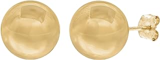 Rachel Koen 14K Yellow Gold Ball Stud Earrings 14K Yellow Gold pairs high polished Ball Earrings For Women and Girls