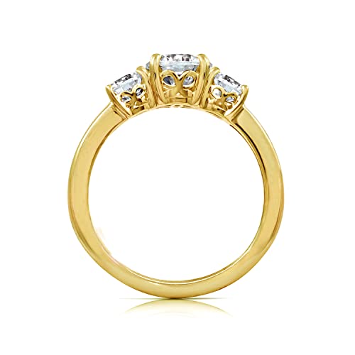 Platinum or Gold Plated Sterling Silver Round 3-Stone Ring made with Infinite Elements Cubic Zirconia