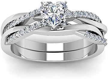 SISGEM Heart Shaped 1.84CTW Moissanite Infinity Twist Engagement Rings Set, 18K Gold Plated Sterling Silver Wedding Sets for Women